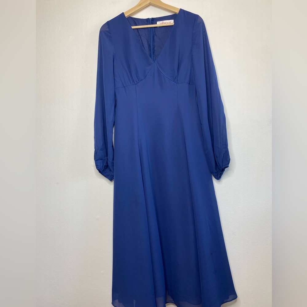 NWT JJ’S House V neck A line Chiffon Midi Dress Size S Bridesmaid Wedding guest - Picture 5 of 12